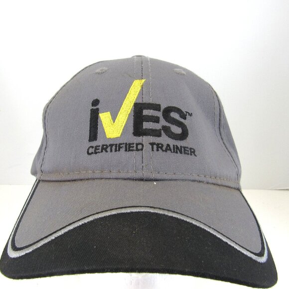 Ives Certified Trainer Forklifts, Scissor Lift Men's Gray Adj Strap Back Cap Hat - Picture 1 of 8